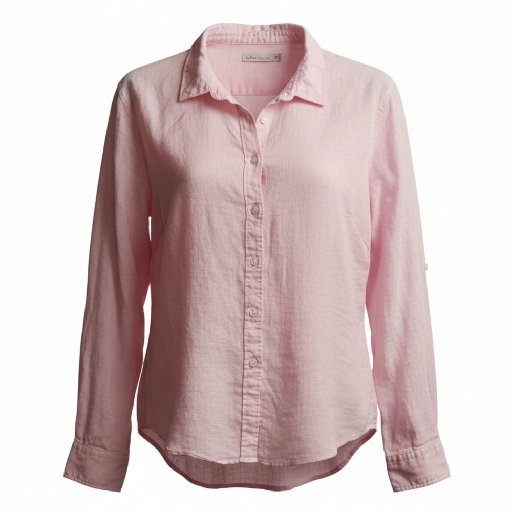 Peter Millar Light Pink Linen Blend Button Down Shirt Size XL Roll Tab Sleeves